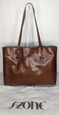 Fzone Large Tote/Shoulder/Computer Leather Bag - Brown, NWOT